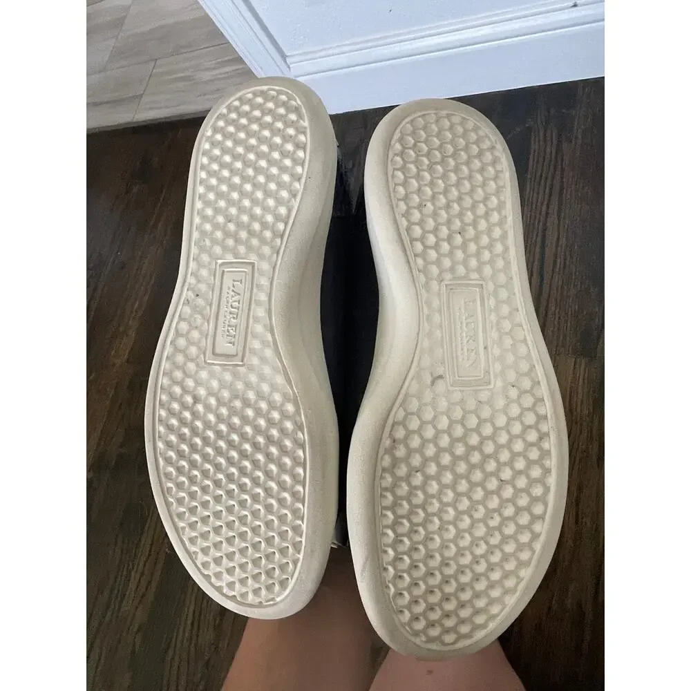 Lauren Ralph Lauren Navy Leather Snake Toe Sneakers Womens 6
